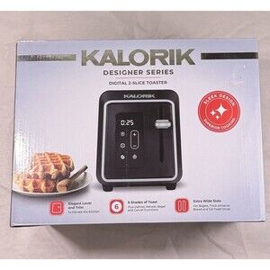 NIB Kalorik Designer Series Digital 2 Slice Toaster 6 Settings Extra Wide Slots